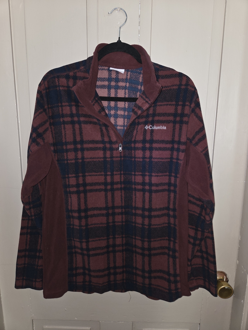 Columbia Burgundy Plaid Fleece Pullover